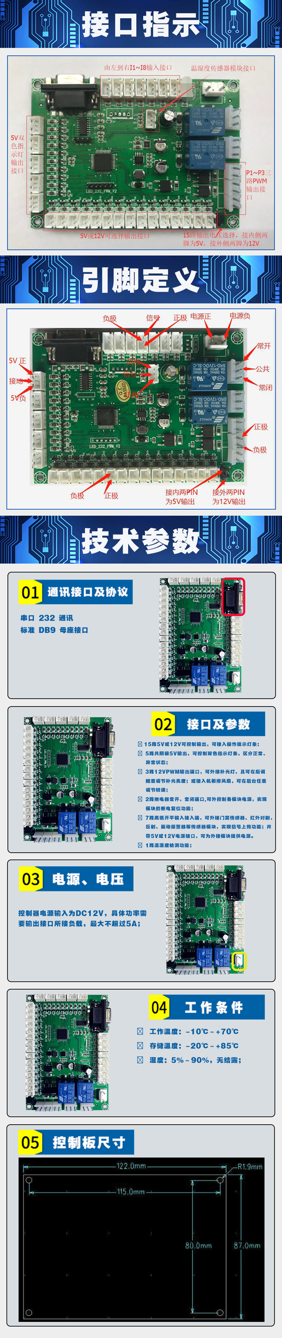 自助終端機專用控制模塊指示燈人體感應溫濕度傳感器電路板軟件開發